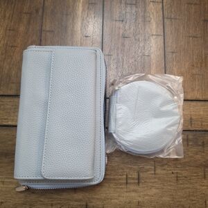 Light Blue Pebbled Faux Leather Wallet with Coin Pouch